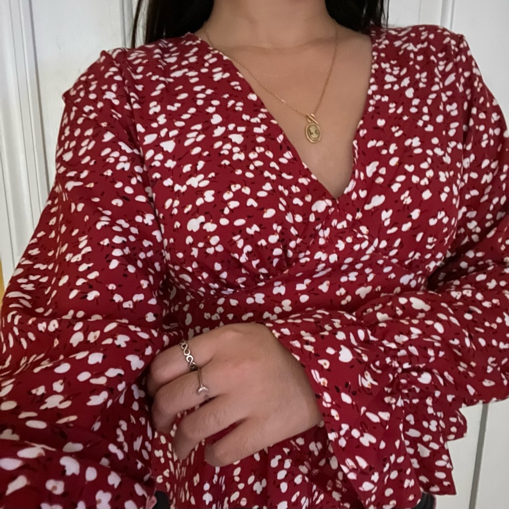 Cropped Blouse with Bell Sleeves